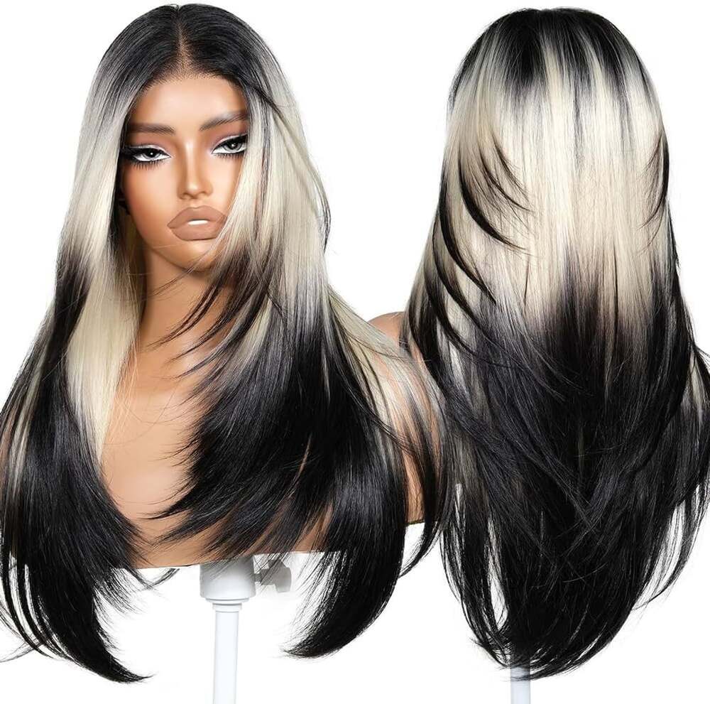 Brownbomb Blonde Black Skunk Wig